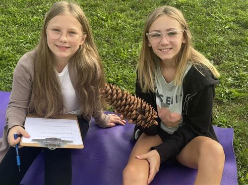 students with pinecone